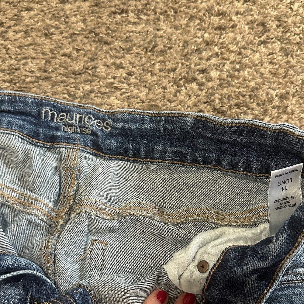 Maurices Light Blue Distressed Boyfriend Jeans - Picture 2 of 3